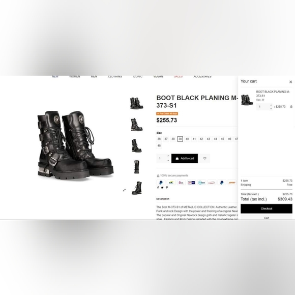 New Rock leather Biker heeled boots M-373-S1 - Picture 9 of 9